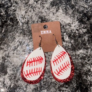 Baseball Glitter Earring
