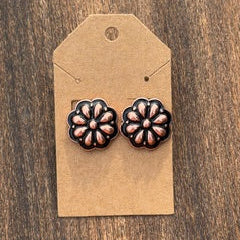Western Concho Flower Stud Earrings