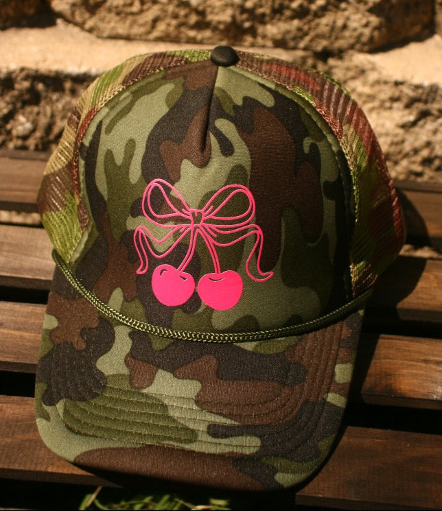 Sweet Cherry Camo Trucker Hat