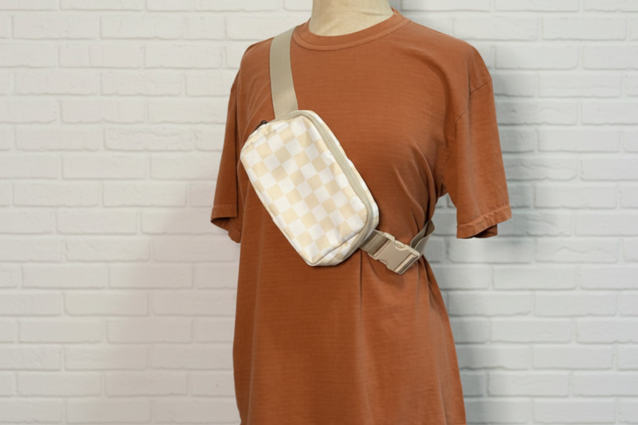 Adjustable Checkered Belt Bag